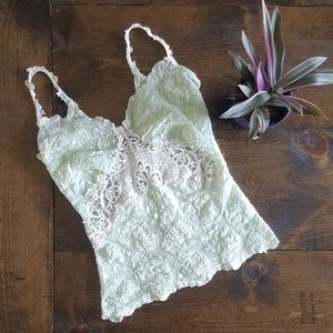 Vintage Lace Lingerie Top Mint Green size small